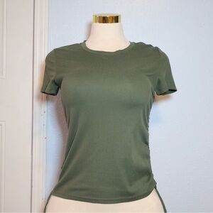No Boundaries Olive Ribbed Short Sleeve Tee